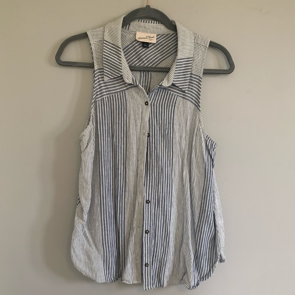 striped button down tank top